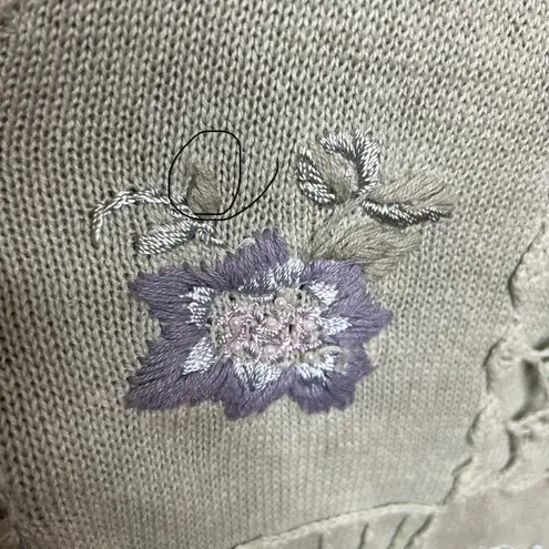 Vintage Short Sleeve Sweater Womens Large Mint Green Floral Crochet Patchwork