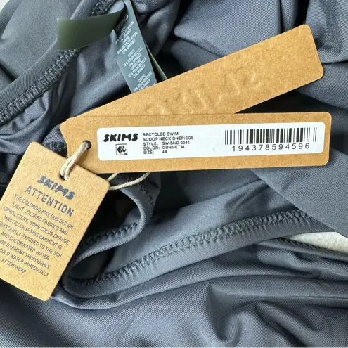 SKIMS Scoop Neck One Piece Swimsuit in Gunmetal Grey 4X