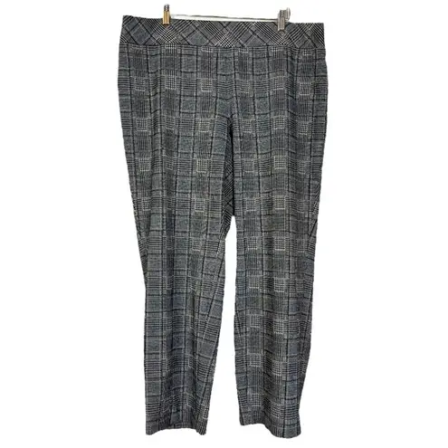 Jones Studio Dress Pants Pull On Ankle Knit Black Cream Plaid Women’s Size 16W