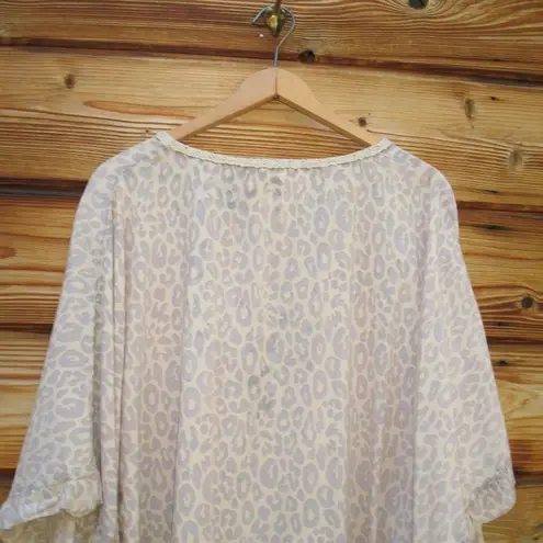 Z & L Europe Cheetah Print Tassel Boho Cover Up Top S M L XL One Size Gray Size undefined