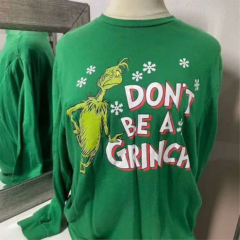 Dr. Seuss Grinch Fleece Pullover Sweatshirt Green Size xl