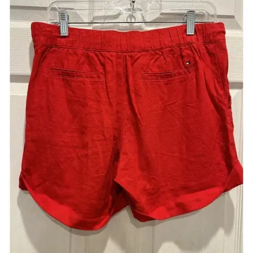 Tommy Hilfiger  Red Linen Blend‎ Nautical Rope Drawstring Shorts Womens Size 6
