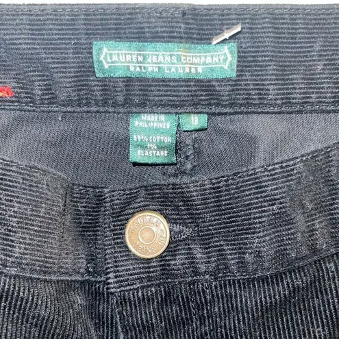 ✨RALPH LAUREN Womens Black Corduroy Zippered Pocketed Straight leg Sz 12 Pants✨