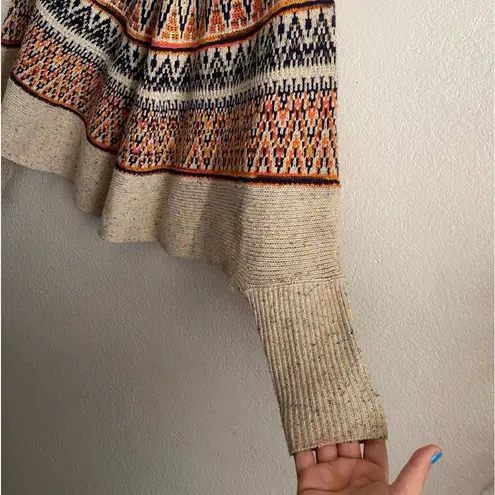 Michelle Nicole Nordic Wool Blend Tribal Sweater Poncho Boho Southwest M Orange Size M
