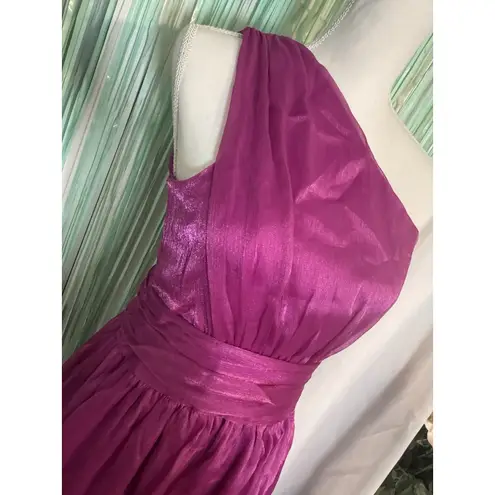 Faeriesty Fuschia One Shoulder Floor Length Gown, Prom, Wedding, Party, Size S Pink