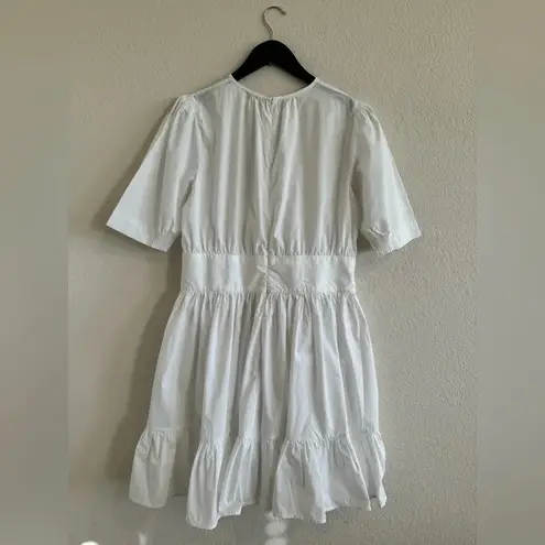 ByTiMo Tuckernuck Medium Blouson Mini Dress White Cotton Poplin Preppy Summer