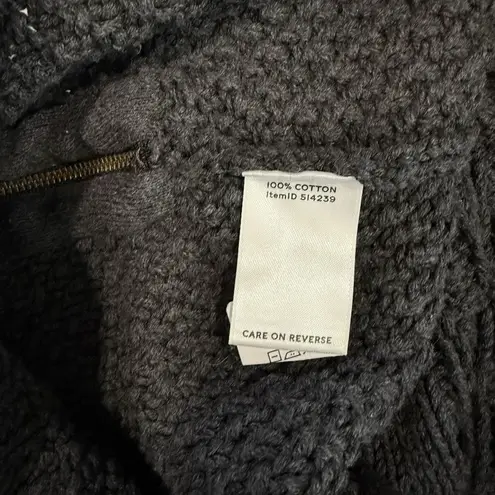 LL Bean Gray Fisherman Cable Tunic Cotton Pullover Crew Neck Sweater LARGE