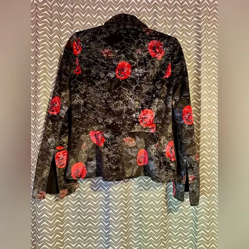Hinge | Black Red Floral Blazer Jacket, size S