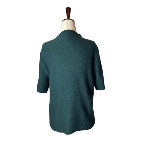 Pendleton Sweater Women Large Green Merino Wool Mock Neck Chevron Knit Preppy