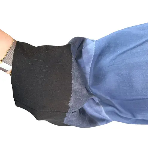 Akris Punto A Line Sleeveless Wool High Neck Ombre Colorblock Dress Blue Navy 8