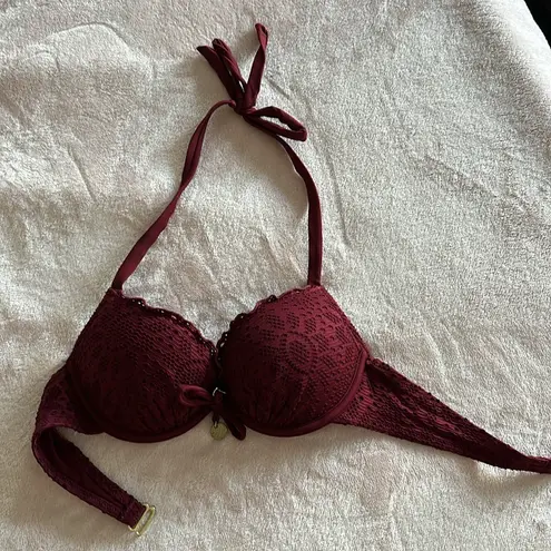 H&M Burgundy Red Bikini Set PushUp Top and Lacy / Size Small