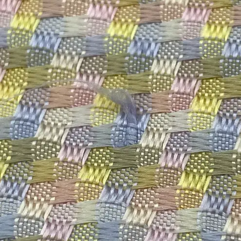 Jim Thompson Silk Scarf Woven Pastel 41" x 41" Pink Blue Yellow Green Border