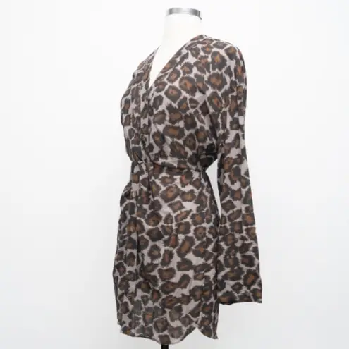 Nanushka. Johanna Leopard Print Twist Mini Dress Brown Size XS