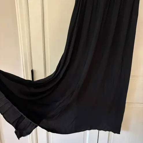 Ulla Johnson Leah Dress Noir Black Midi Puff Sleeve Contrast Trim Size 10 Tie