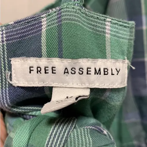 Free Assembly Blue & Green Checkered Sundress with Adjustable Spaghetti Straps Size M