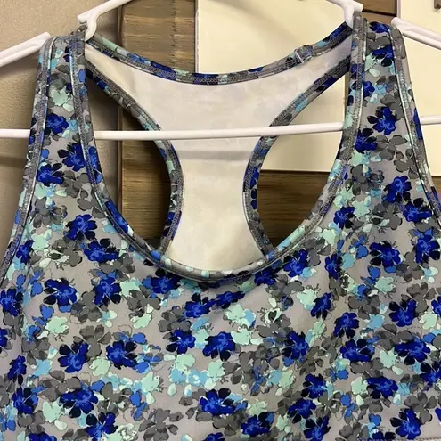 GapFit Pullover Blue and Gray Floral Pull-Over Sports Bra- Large