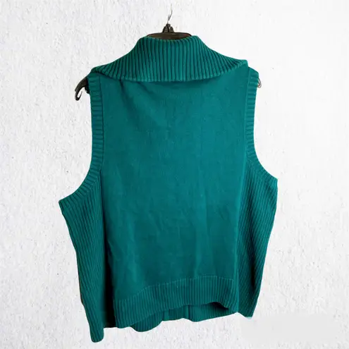 cj banks Dark Aqua Blue Green Sleeveless Zip Sweater Wm 1X