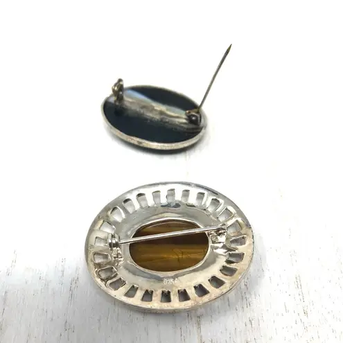Sterling Silver , Marcasite, Tiger’s Eye vintage brooch