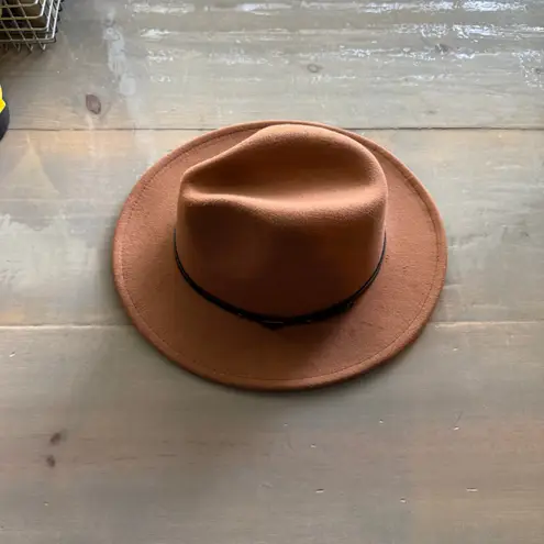 Lisianthus Classic Tan Felt Fedora Wide Brim Fashion Belt Buckle Hat