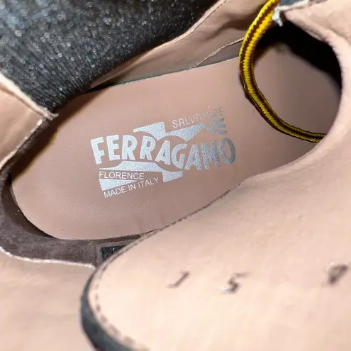 Salvatore Ferragamo Rosco Leather Platform Chelsea Combat Ankle Boots Size US 5