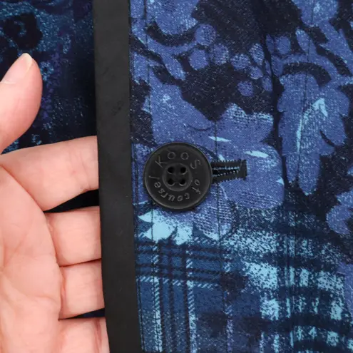 Vintage 90s Koos of Course! Silk Velvet Floral Jacket Reversible Plus Size 1X Blue