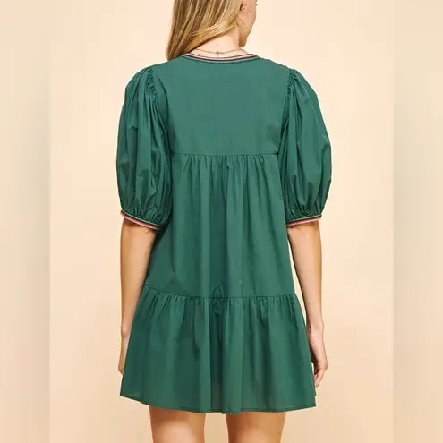 Pinch Hunter Green Mini Dress with Trim | M Size M