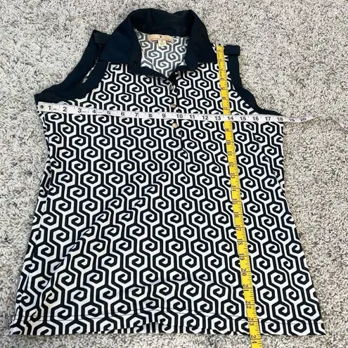 Sport Haley Women’s Short Sleeve Collared Tank Top Black White Medium Pullover