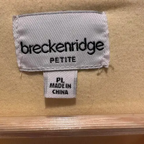 Breckenridge Butter Yellow Floral Embroidered Cardigan Sweater Size Large Petite