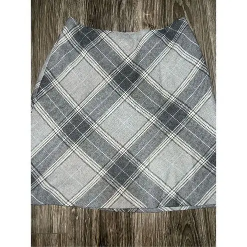 90’s Vintage grey wool plaid skirt B.Moss Clothing Company Gray Size 6