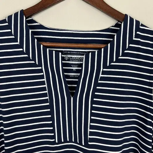 Coolibar Oceanside Tank Dress Womens XL Navy Blue Stripe Sleeveless UPF 50+ New