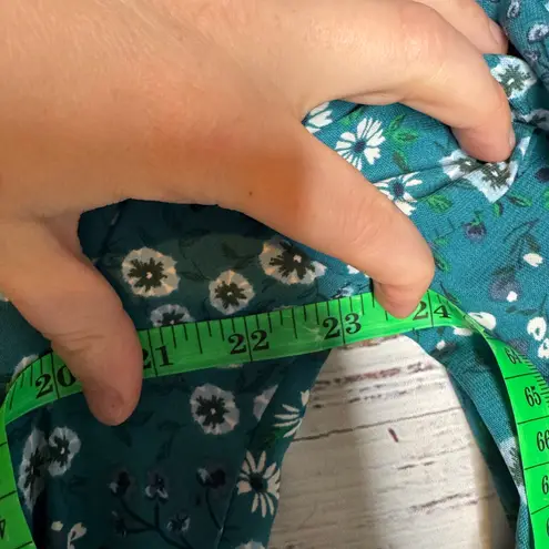 41 Hawthorn Dress Teal Floral Print Long Sleeve V