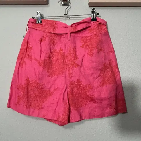 Karina Grimaldi Linen Dress Shorts Coral Reef Belted Barbicore Medium Beachy