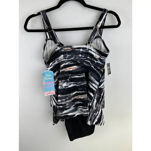 Women’s Swim Solutions Tummy Control One Piece Swimsuit 8 Black