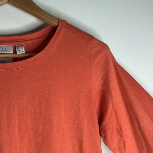 LOGO By Lori Goldstein Orange 3/4 Sleeve lace ruffle trim Top Lagenlook Size S