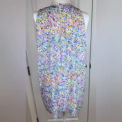 Adrienne Vittadini Boho Colorful Coastal Resort Brunch Sleeveless Blouse Top L