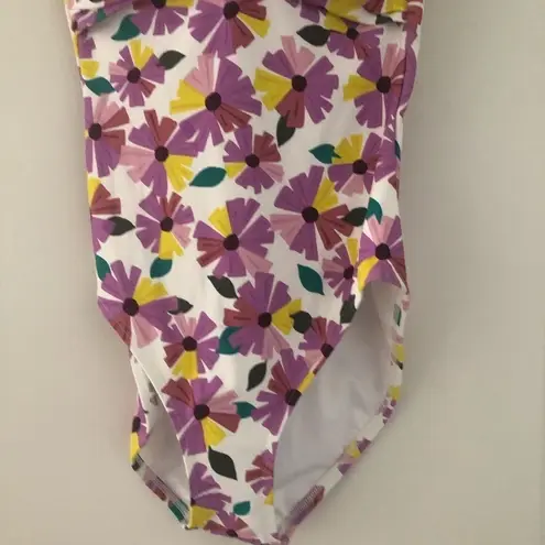 Kate Spade  Wallflower Floral Print Draped Molded Cup One Piece Swimsuit