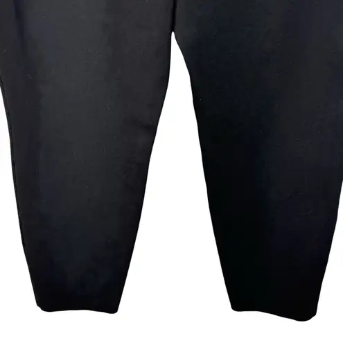 Susan Graver Large Ponte Pants Pull-On Pockets Stretch Flat Front Hi-Rise Black