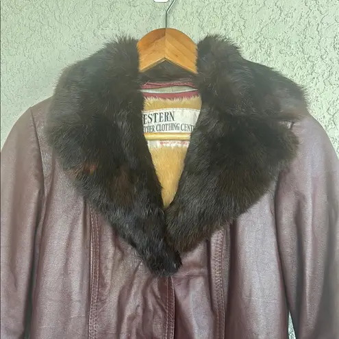 Vintage 70s Brown Leather Coat with Fur Collar – Western Leather Clothing Center Size M