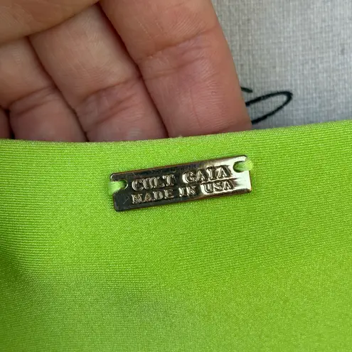 Cult Gaia Serena lime green ring-embellished one-piece swimsuit monokini size M