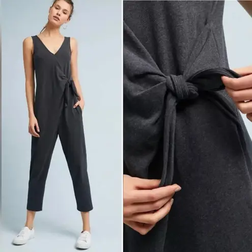 Anthropologie Saturday Sunday Daytripper Wrap Front Tie Jersey Knit Jumpsuit XS Gray