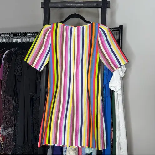 LPA New Button Up Linen Mini Dress in Rainbow Stripe