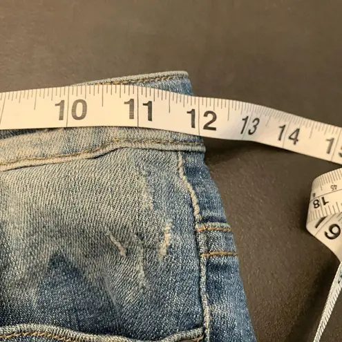 Machine Women's Distressed Raw Cut Frayed Hem Jean Shorts Blue Size Small