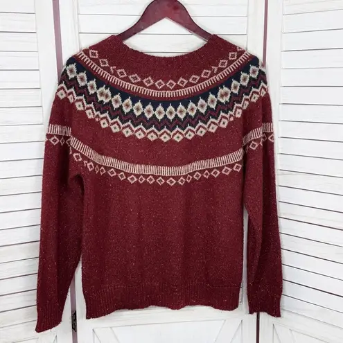 Weatherproof Vintage Fairisle Pullover Sweater Chili Red Small