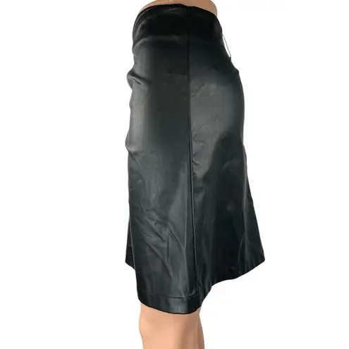 Lucy Paris NEW Black Faux Leather Gathered Ruched Mini Straight Pencil Skirt L