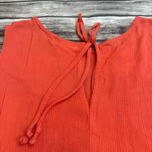 John Paul Richard Women's Ruffle Tank Top Salmon Coral Orange XL Extra Large Tie