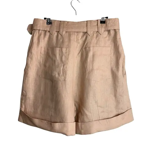 Farm Rio Shorts Womens Medium Beige Tailored Linen Belted High Rise Summer NEW
