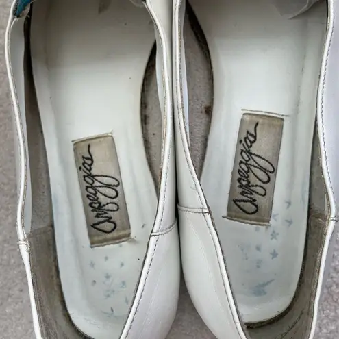 Vintage 80s 90s Arpeggios Leather Loafers Flats Shoes Rainbow Color White 9