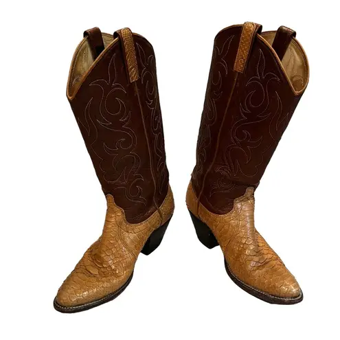 Dan Post Vintage 1980's Exotic Snakeskin Cowboy Boots, Sz 6.5 A