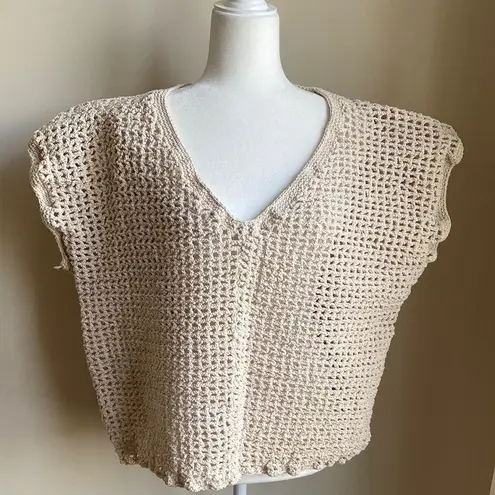 Unique Open Knit Cotton Or Ramie Rope Boxy V