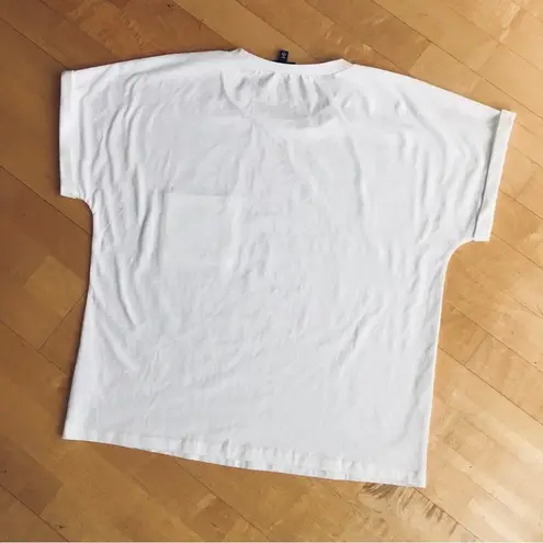 On Twelfth Short Sleeve, Rhinestone Bling Pocket Tee, White, Colorful, Size XL